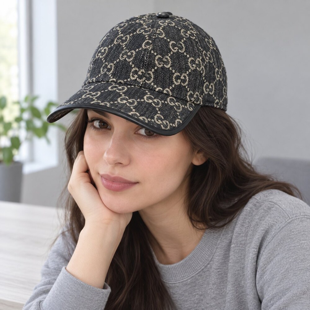 Gucci Black GG Monogram Baseball Cap - Picture 2 of 6